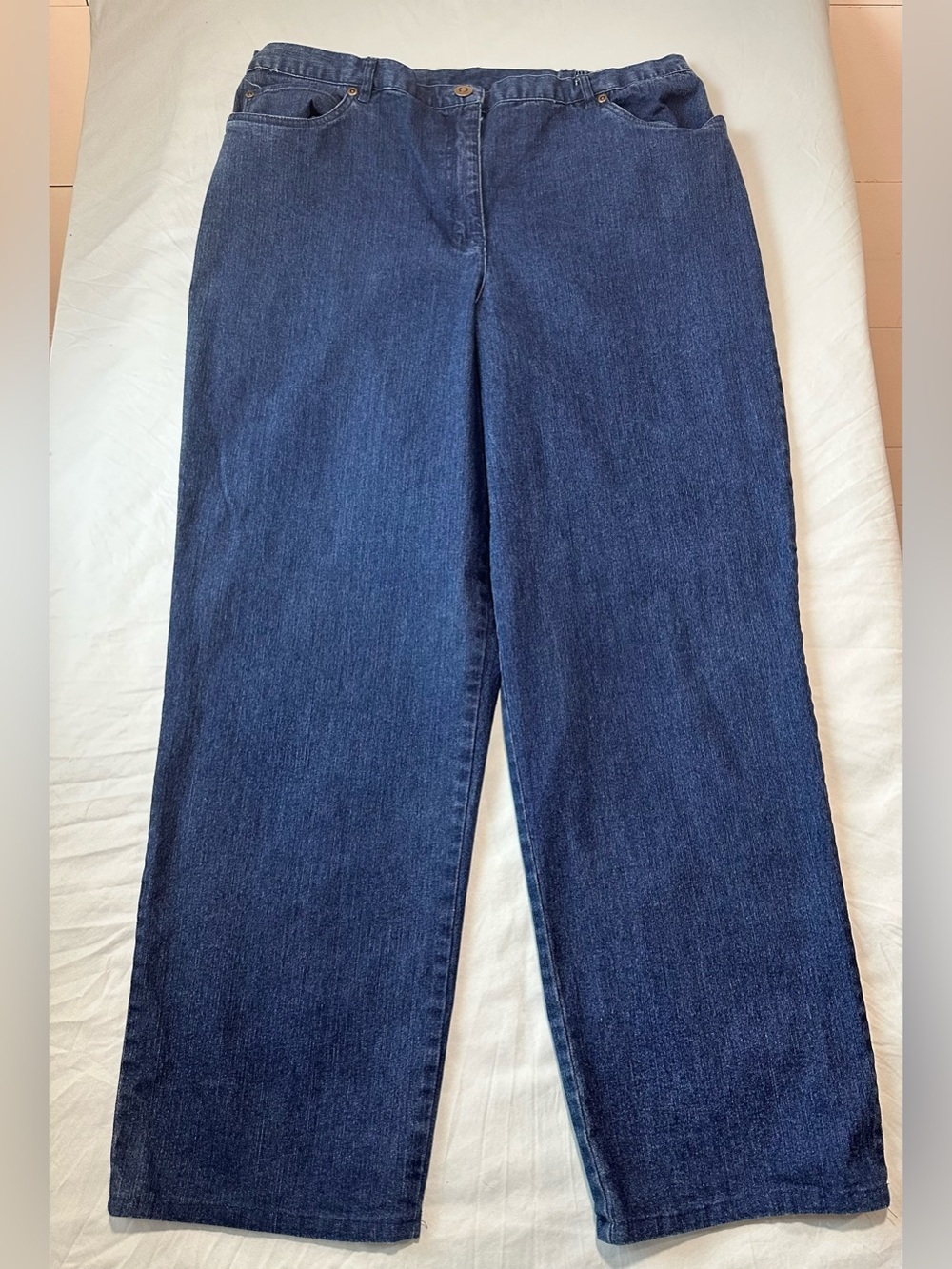 Ruby Rd. Elastic Waist Straight Leg Jeans Dark Wash Size 16